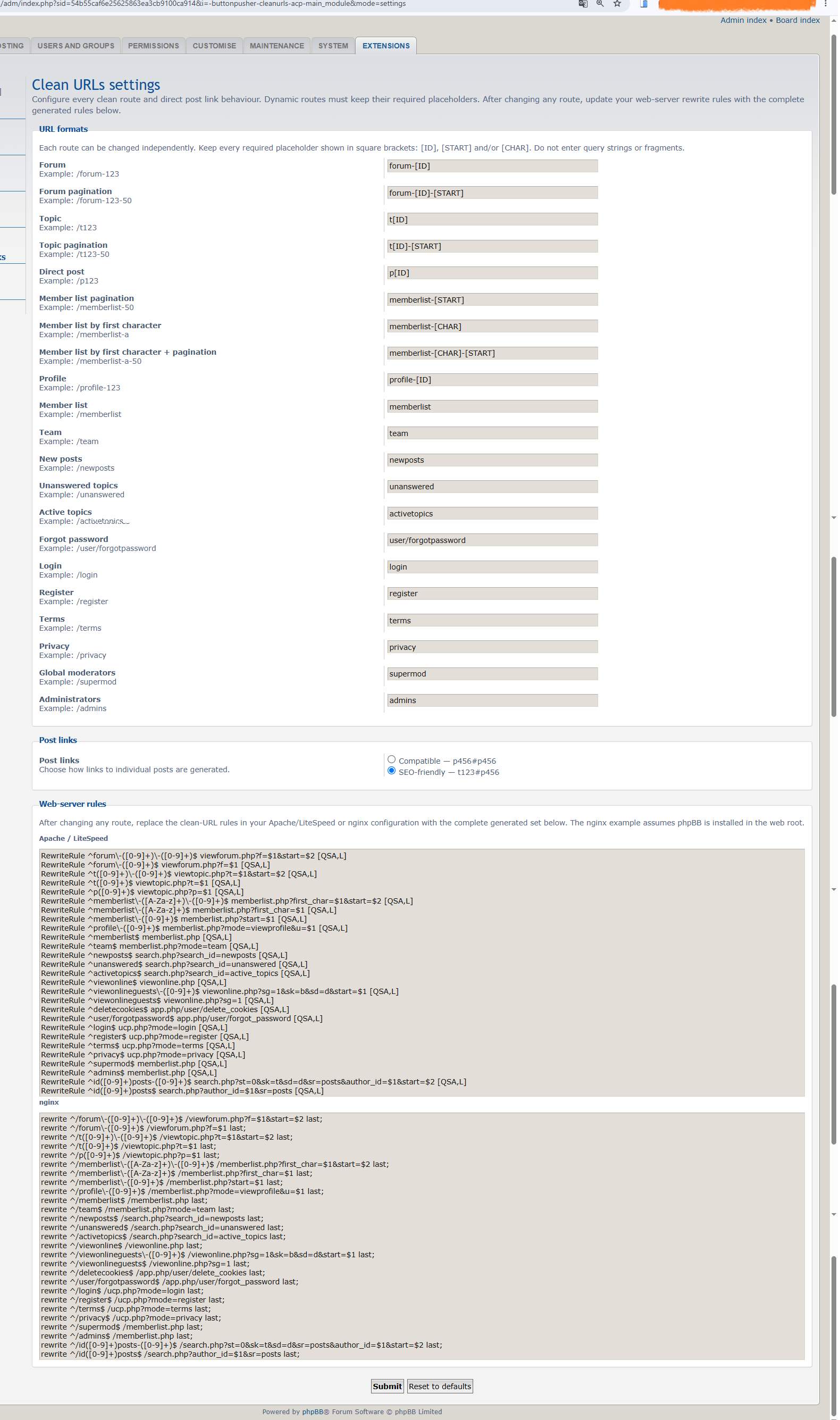ButtonPusher Clean URLs